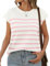 UMIPUBO Women's T-Shirt Cap Sleeves Striped Ladies Tops Summer Round Neck Casual Basic Tees Shirts (Pink, XL)