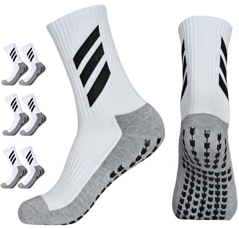 Zhenghebuy Grip Socken Fußball,3 Paar Rutschfeste Fußball Socken,Anti Rutsch Grip Sportsocken für Herren Damen für Volleyball Basketball Yoga (38-46)