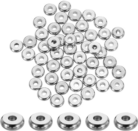 QUARKZMAN 100 Stück Perlen Set für armbänder,6mm Edelstahl Flache Runde Perlen Perlen zum Auffdeln Armbänder Selber Machen，Zwischenperlen Bastelperlen für DIY Armband Bracelet - Silber