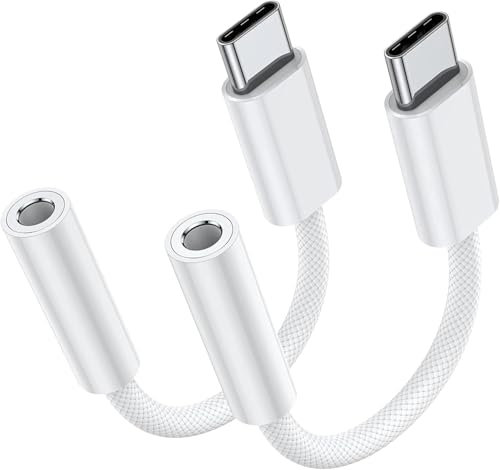 Adaptateur USB C Jack[Certifié MFi] 2Pack Adaptateur Jack USB C à 3,5 mm Jack Adaptateur/USB Type C Aux Audio Convertisseur Écouteur Adaptateur iPhone 15,Adaptateur Jack USB C pour iPhone 15/Samsung