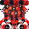 Geburtstag Dekoration Set, Mann Frauen Geburtstagsdeko, Schwarz Rot Happy Birthday Banner, Luftballons DIY Party Papier Pompoms Lametta Vorhang für Jungen Mädchen Geburtstag Deko Party Supplies