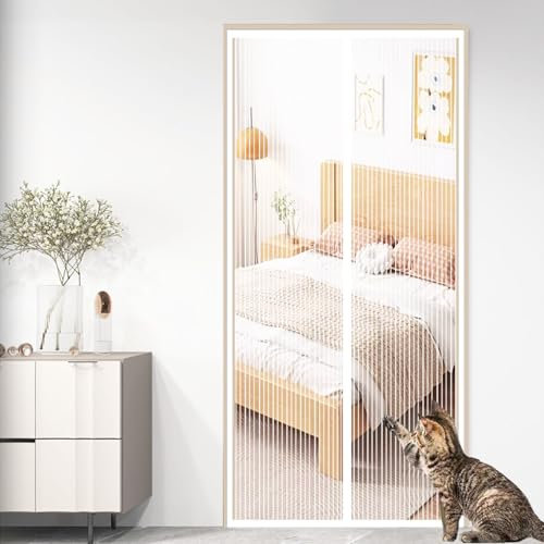 Zanzariera Magnetica Porte,Chiusura Automatica Anti Zanzare Calamite Tenda,Resistente Zanzariera Magnetica Finestra,Senza Praticare Fori,per Porte-White A||60x180cm(24x70inch)