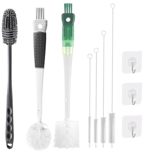 10 Pcs Water Bottle Brush Set, with Straw Cleaner Brush and Bottle Cleaning Kit Multi-Surface Cleaning Brushes for Baby Bottles, Cups, Straws Narrow Spaces