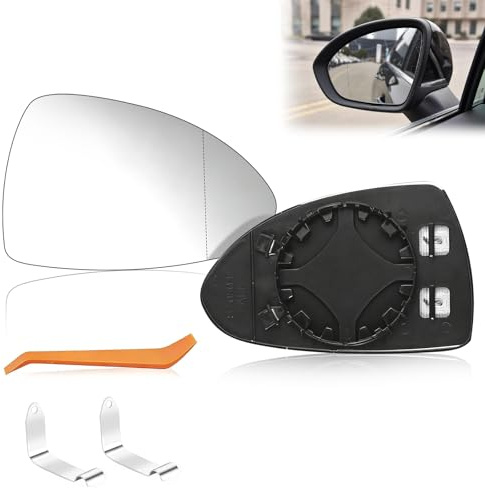Spiegelglas Rechts Ersatz für Opel Corsa D 2006-2014 Corsa E 2014-2019 | Fahrerseite Beheizbar Ersatzspiegelglas Außenspiegel Glas, Verstellbar Rechts Rückspiegelglas ABS, Einfache Installation