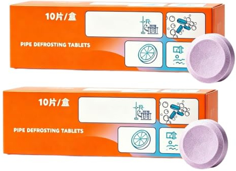 Drain Clog Remover for Sink, Pipe Cleaning Tablets, Household Clog Remover, Toilet & Floor Drain Treatment, Natural Fresh Scent, Kitchen and Bathroom Maintenance (2box)
