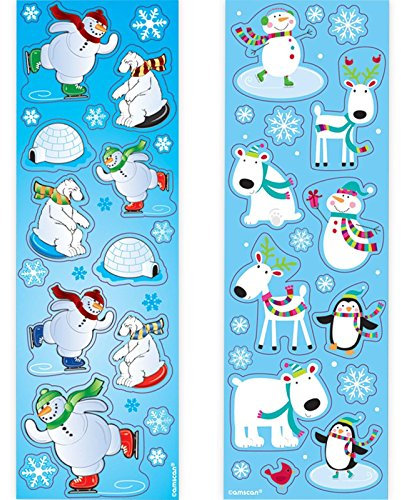 Schneemänner Aufkleber-Set 8 Blatt Joyful Snowman Aufkleber Winter Papier bedruckt Streifen Aufkleber Craft Karte Geschenkpapier BN