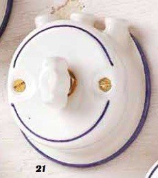 Interruttore deviatore in ceramica a farfalla con pipe stile rustico vintage - Blu