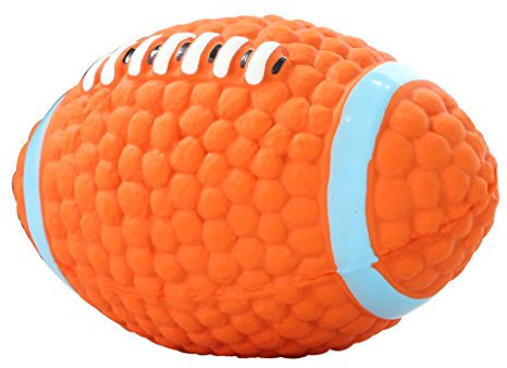IFOYO Hundespielzeug-Ball, bissfester Fußball-förmiger Quietschball aus Latex, für aggressive Kauer, interaktives Training und Zahnreinigung, Spielzeug (Rugby-Bälle)