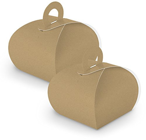 itenga 10x GeschenkBox Schachtel mit Griff braun aus Kraftkarton zum Befüllen (Gastgeschenk, Hochzeit Taufe Geburt Kommunion Konfirmation)
