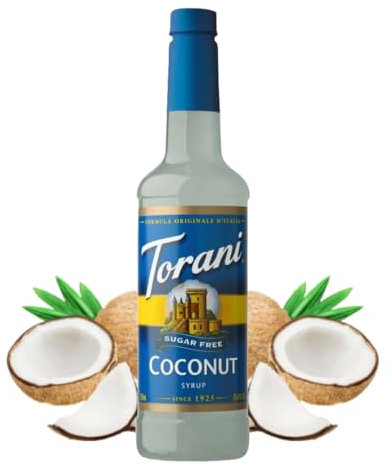Torani Coconut Syrup - Sugar Free Coffee Syrups (750ml) - Classic Flavour for Lattes, Iced Coffees & Tea Beverages - Zero Sugar, No Calorie, No Carb & Vegan-Friendly