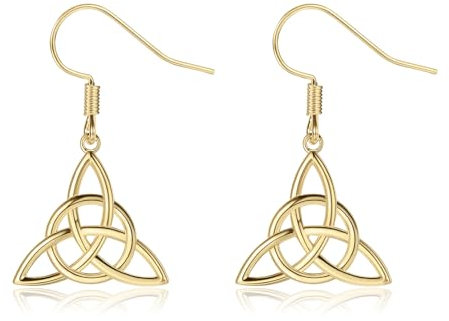 ChicSilver Gold Triquetra Celtic Knot Earrings for Women Earring Fits Sensitive Ears Irish Jewelry