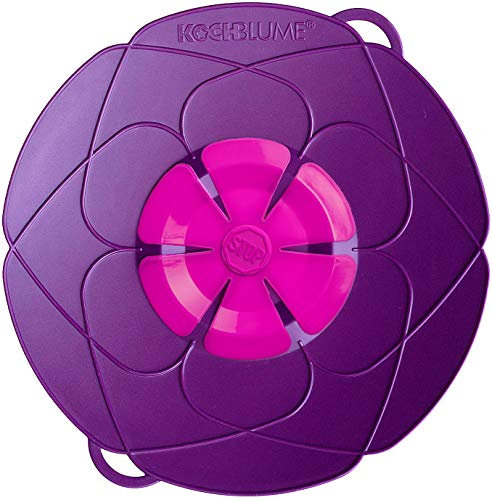 Kochblume - das Original vom Erfinder Armin Harecker L29 cm lila, Überkochschutz für Topfgrößen von Ø 14 bis 24 cm, Set mit Microfasertuch!
