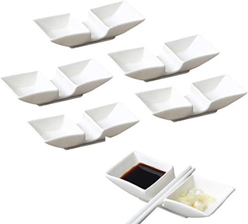 MULHUE 5 PCS Ceramic boat shape Dipping Bowls, Appetizer Plates, Small Dish Set Bowls Mini Dipping Sauce Bowls Saucers Ramekins Plate Tasting Seasoning Vinegar Sushi Salad Soy Sauce Wasabi Oil