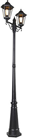 Qazqa - Klassisch I Antik Außenlaterne schwarz 220 cm 2-flammig IP44 - Havanna I Außenbeleuchtung - Aluminium Länglich - LED geeignet E27