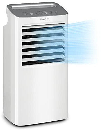 Klarstein Aire Acondicionado Portatil 5 en 1, Climatizador Aire 68 W Silencioso, Pinguino Modo Noche, con Ionizador, Humidifiicador, Ventilador, Purificador, Aparatos de Aire Flujo Aire 384m³/h