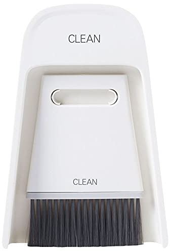 ANCLLO Mini palmare scopa e paletta set con kit di pulizia per la casa, cucina, tavolo da pranzo, scrivania per casa e ufficio, viaggi, campeggio, bianco