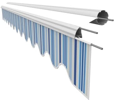 VANA Markisenstoff Volant für 5 m Markise Ersatzstoff Markisentuch Bespannung Sonnenschutz, nur Volant, fertig genäht, Maß 4,85 x 0,21 m, Design SPD033