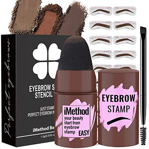 iMethod Augenbrauen Stempel und Augenbrauen Schablonen Kit Augenbrauen Stempel und Shaping Kit für Perfekte Braue, 20 Augenbrauenstempel Schablonen Kit, Langlebig, Wasserdicht, Light Brown