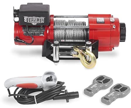 Stealth 4500lb 12v Kabellose Budget-Bergeseilwinde - Kraftvoller Wickelmotor - Vollstahl-Getriebe - Schwere Solenoid, Montageplatte, Drahtlose Fernbedienungen - Benutzerfreundlich - Stahlseil