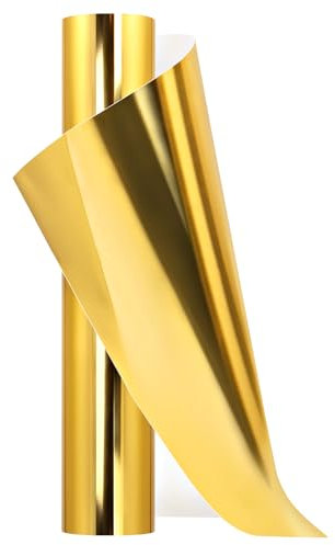 AHIJOY Heat Transfer Vinyl Gold 12 x 12ft Chrome HTV Vinyl for T-Shirt Garment Fabric Clothing