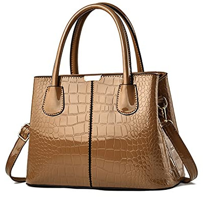 NICOLE & DORIS Borse a Mano e a Spalla Borsa Elegante Donna Lavoro Borsetta Donna Borsa in Vernice Pochette Donna Borsa a Tracolla di Grande Capacità Oro