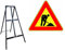 CARTELLO IN LAMIERA SCATOLATA TRIANGOLO lato 90cm - LAVORI IN CORSO - SEGNALE CATARIFRAGENTE CON CAVALLETTO (CARTELLO + CAVALLETTO ALTO 94 CM)