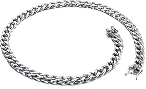Epinki Kette Edelstahl Männer 55 cm, Herren Panzerkette Silber Metallketten Punk Breit 9MM Freundschaftsketten Jungs