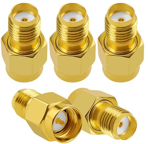 5 Stück SMA Stecker auf SMA Buchse Adapter, KUOQIY SMA Koaxial-Adapter Konverter, SMA-Adapter Koaxial Steckverbinder, für WiFi-Antenne, FPV, Brille, Router