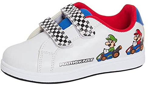 Super Mario Brothers Sneaker Jungen Sportschuhe Mario Kart Casual Skate Schuhe, weiß, 34 EU