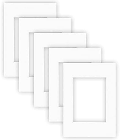 nielsen Conservation Passepartout carton 2,2 mm | set de 5 pièces | format extérieur 24x30 cm pour format d'image 15x20 cm | blanc polaire (blanc clair) | surface structurée