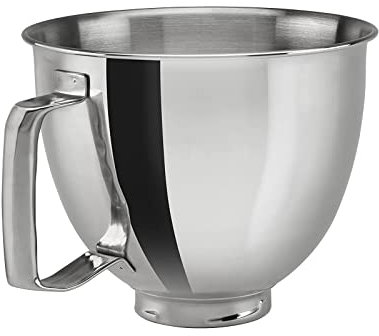 4.8L Bol de Mezcla de Acero Inoxidable K5THSBP con Asa para Kitchen-Aid,Accesorios de Cocina para 125/150/165/175,Accesorios para Procesadores de Alimentos Aptos para el Lavavajillas