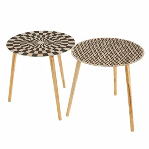 JUANIO Set de 2 Tables Basses en Verre Coloris Naturel- Longueur 40 x Profondeur 40 x Hauteur 40 cm