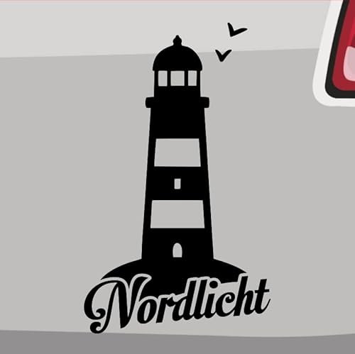 Generisch Leuchtturm Nordlicht Aufkleber Sticker Moin Moin Sylt Urlaub Strand See 10x6cm Farbe: Schwarz