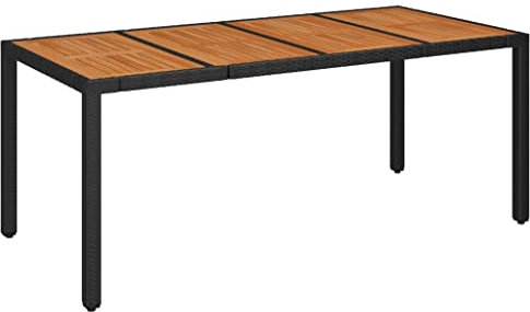 Revera Gartentisch aus Holz, Schwarz, 190 x 90 x 75 cm, Polyrattan