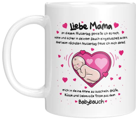 Liebtastisch - Liebe Mama - Muttertag - Geschenk für eine werdende Mama - Muttertag - Geschenkidee - Muttertagsgeschenk - Mamatasse (Weiß, Liebe Mama)