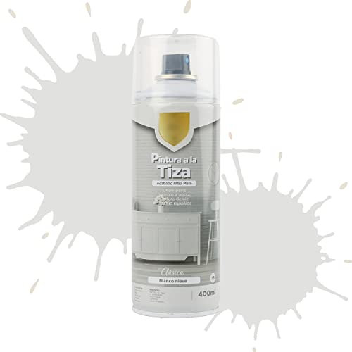 Etrexonline Pintura en Spray Ultra Mate a la Tiza, Chalk Paint Spray, Ideal para Metal,Madera y Cerámica, Acabado de Estilo Vintage - Colores Blanco Nieve (400ml, 1 Unidad)