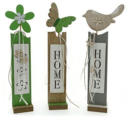 WB wohn trends LED-Licht Blume aus Holz Deko-Leuchte für Frühling GILDE 43x11,5x8cm Blüte Ostern Frühjahr Dekoration