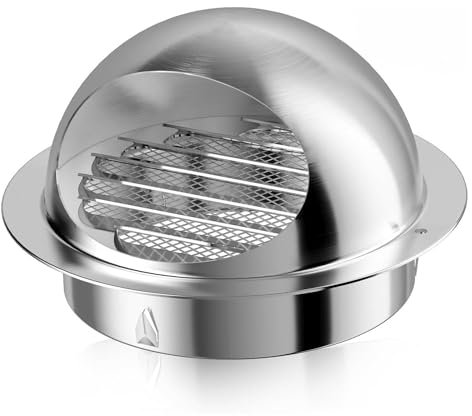 1 Pezzi Griglia di Ventilazione per L'aria, Sfiatatoi in Acciaio Inox Circolare, 100 mm Cappa di Scarico per Ventilazione, con Schermata Mesh, Durevole, Presa di Ventilazione Esterna, per Scarico