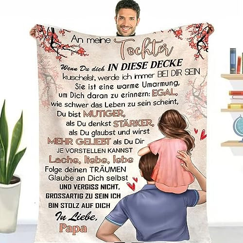 Decke für Meine Tochter von Papa, Kuscheldecke Flauschige Personalisierte Geschenke Decke für Meine Tochter, Brief Gedruckt Decken Geschenke für Mädchen Weihnachten Geburtstag Geschenke 130*150cm