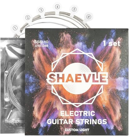 SHAEVLE Gitarrensaiten für E-Gitarre, 1 Satz von 6 E-Gitarrensaiten, Ersatz-Stahlsaite für Anfänger, Performer (1 Packung)