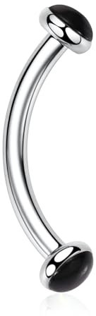 Gebogene Hantel Titan Augenbrauenringe 16G Augenbrauenpiercing Bauchnabelring Zungenring Nabelring Brustwarzenring Rook Ohrringe Augenbrauenpiercing Brustwarzenpiercing Schmuck 6mm(Black Achat)