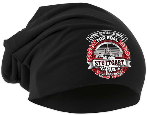 UGLYSHIRT EIN Leben lang Stuttgart Mütze | Strickmütze Stuttgart Sport Mütze Hut Logo Hat Stadt Dehnbar | Beanie