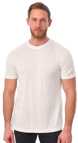 100% Merino T-Shirt Herren Kurzarm - Sport Shirt Männer Wolle, Merino Unterwäsche Herren (Klein, Off White)