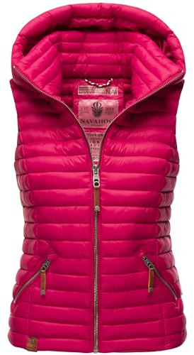 Navahoo Damen Steppweste Bodywarmer Übergangsjacke Weste mit abnehmbarer Kapuze Shadaa XS-3XL (DE/NL/SE/PL, Alphanumerisch, S, Regular, Regular, Fuchsia)