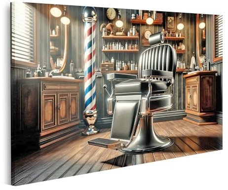 islandburner Prime Bild auf Leinwand Vintage-Barbershop antiker Friseurstuhl Friseur Bilder Wandbilder Poster