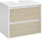 VASAGLE Waschbeckenunterschrank hängend, Waschtischunterschrank 2 Schubladen, Badezimmerschrank, Wandschrank, Hängeschrank, 40 x 60 x 50 cm, wolkenweiß-naturbeige BBK501K01
