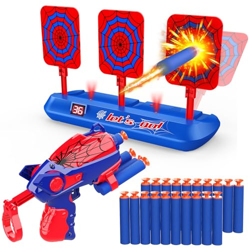 Electronic LCD Target Toy with Kids Gun & 20 Foam Bullets Ages 3-9 | Shooting Game | Realistic Sounds | Kids Birthday Christmas Gift