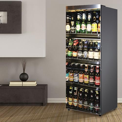 Fridge Wraps Kitchen Fridge Stickers Cover Full Doors, Fridge Sticker Full Covering Door Fridge Covers Skins Wall Stickers for Kitchen Decal, Full of All Kinds of Beer
