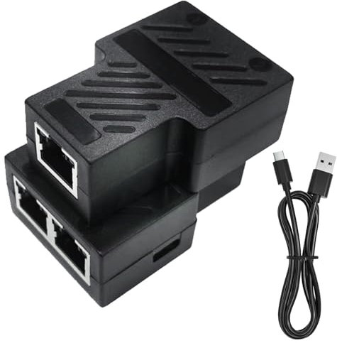 Divisor Ethernet 1 a 2 Adaptador de Red RJ45 100Mbps, Divisor LAN con Cable de alimentación USB, Divisor de Internet para Cable Cat5/5e/6/7/8, 2 Dispositivos conectados en Red simultáneamente