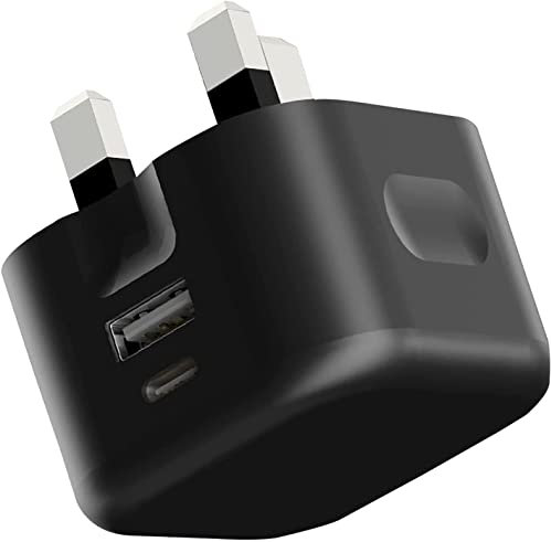 Galaxy XCover7 Charger, Samsung Galaxy XCover7 Charger Plug 20W Dual Port USB & USB C Charger & Type C Fast Charging Travel Adapter Plug Phone Charger For Samsung XCover 7 (BLACK)
